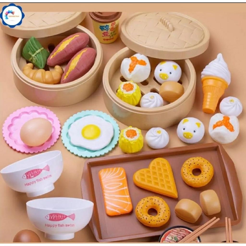 Bộ đồ chơi DIMSUM 84 chi tiết - set trò chơi nhà bếp nấu ăn 84 món bánh bao há cảo gà rán nhựa cao cấp cho bé