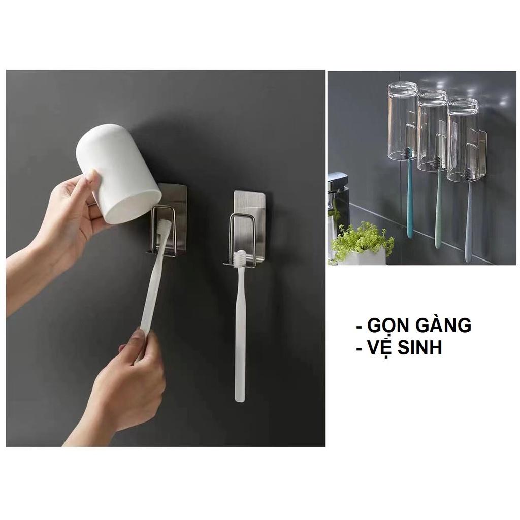 Móc Inox Dán Tường Treo Cốc Bàn Chải Đánh Răng Cao Cấp chất liệu inox 304 và keo 3M