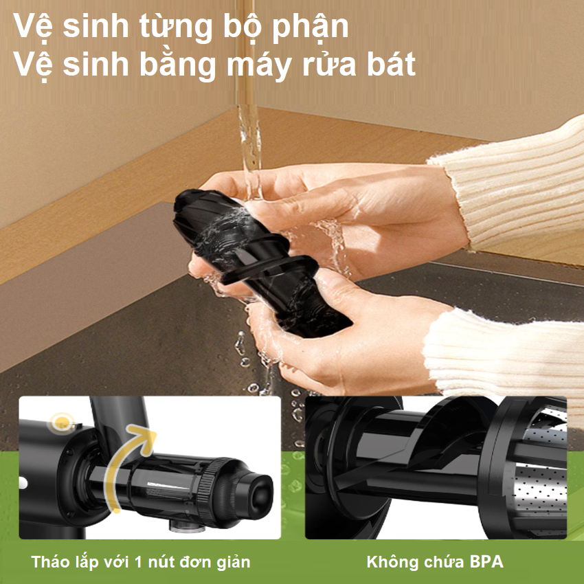 Máy ép chậm trục ngang thương hiệu Biolomix SJ-012 cao cấp - Công suất 180W - Hàng Chính Hãng