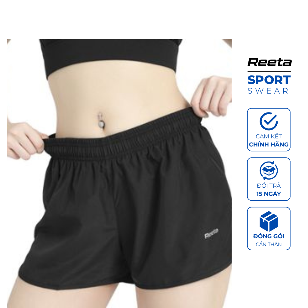 Quần short đùi thể thao nữ Reeta 2 lớp co giãn 4 chiều tập Gym - Yoga - chạy bộ - aerobic - A2177