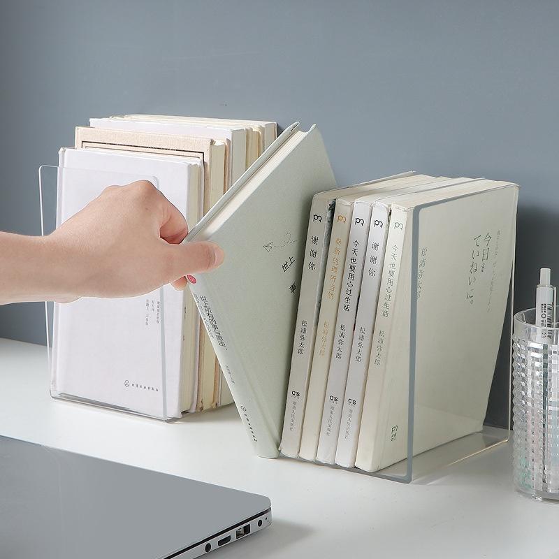 Giá sách sáng tạo để bàn trong suốt hình chữ L giá lưu trữ trưng bày sách kiểu đơn giản nhựa acrylic (TL23)