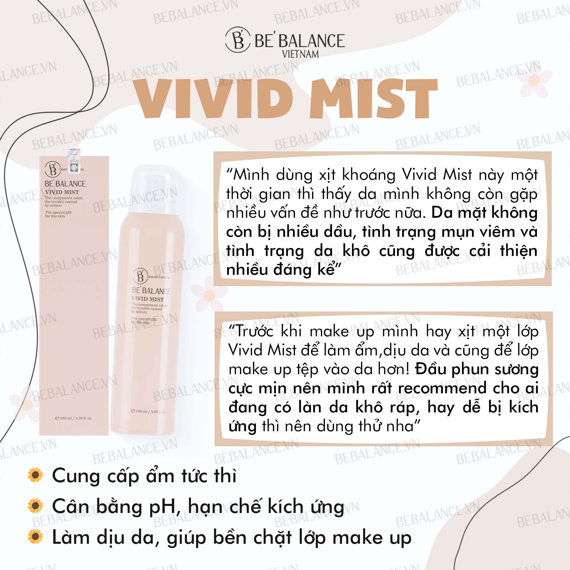 Xịt khoáng BEBALANCE Vivid Mist 100ml