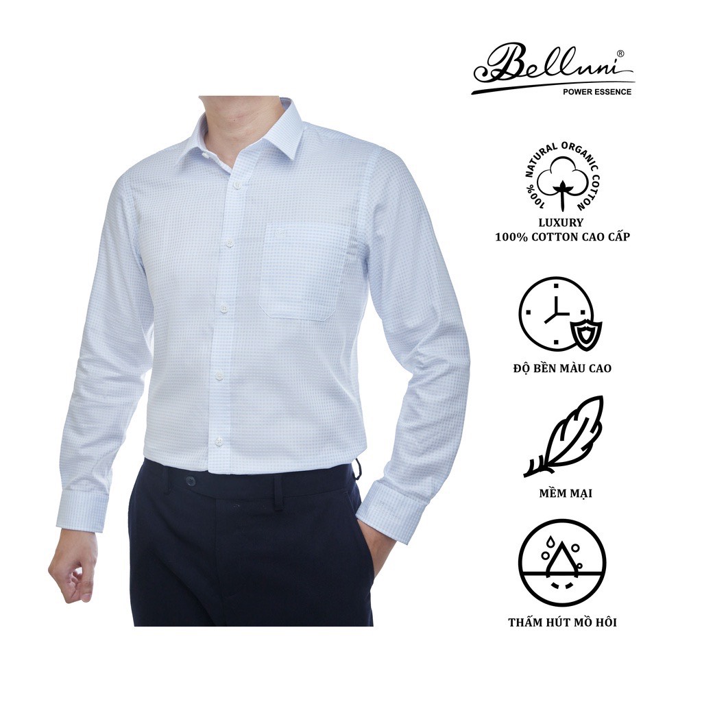 Áo Sơ mi nam dài tay Belluni LUXURY Chất 100% Cotton cao cấp màu sắc trang nhã sang trọng-ABD.CM.BE.164.B6