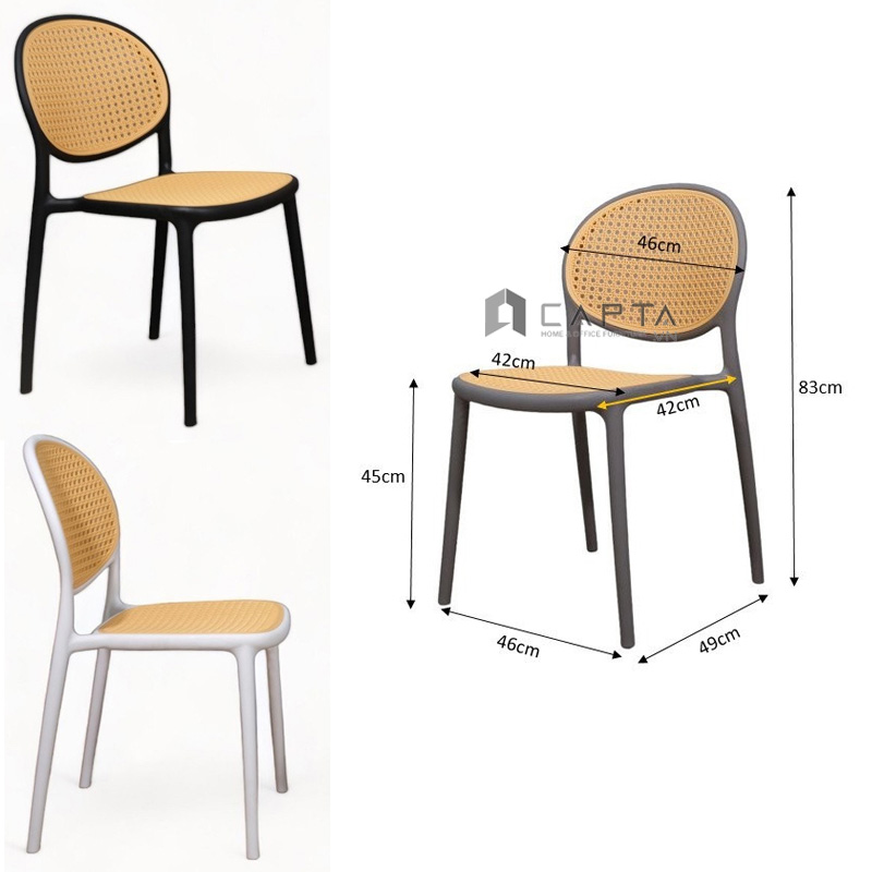 Ghế ăn nhựa đúc giả mây CAT 2-S Nội thất Capta Ghế cafe ngồi ban công (có mái che) xếp chồng được đẹp hiện đại