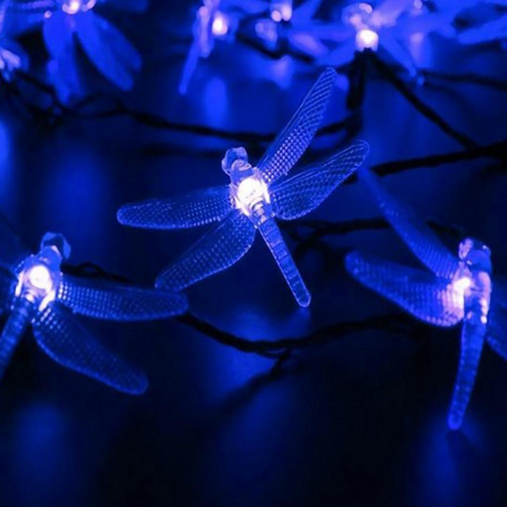 Outdoor Solar Power 20 LED String Lights Dragonfly Waterproof Lamp