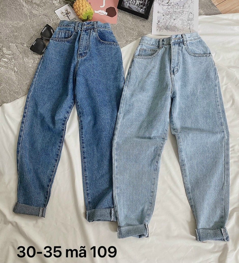 [Size 30-35] Quần baggy jean nữ trơn size đại