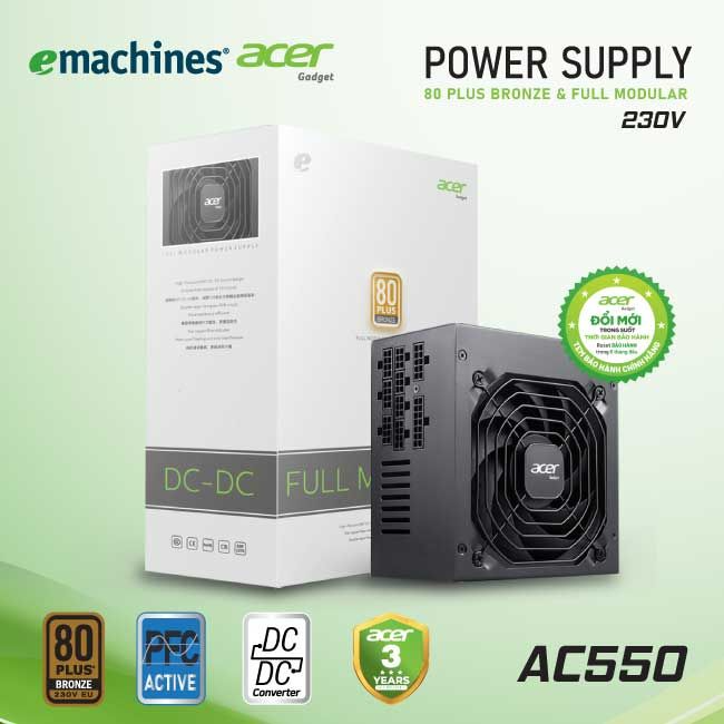 Nguồn Máy Tính Acer AC550 230V Bronze Full Modular – Hàng Chính Hãng