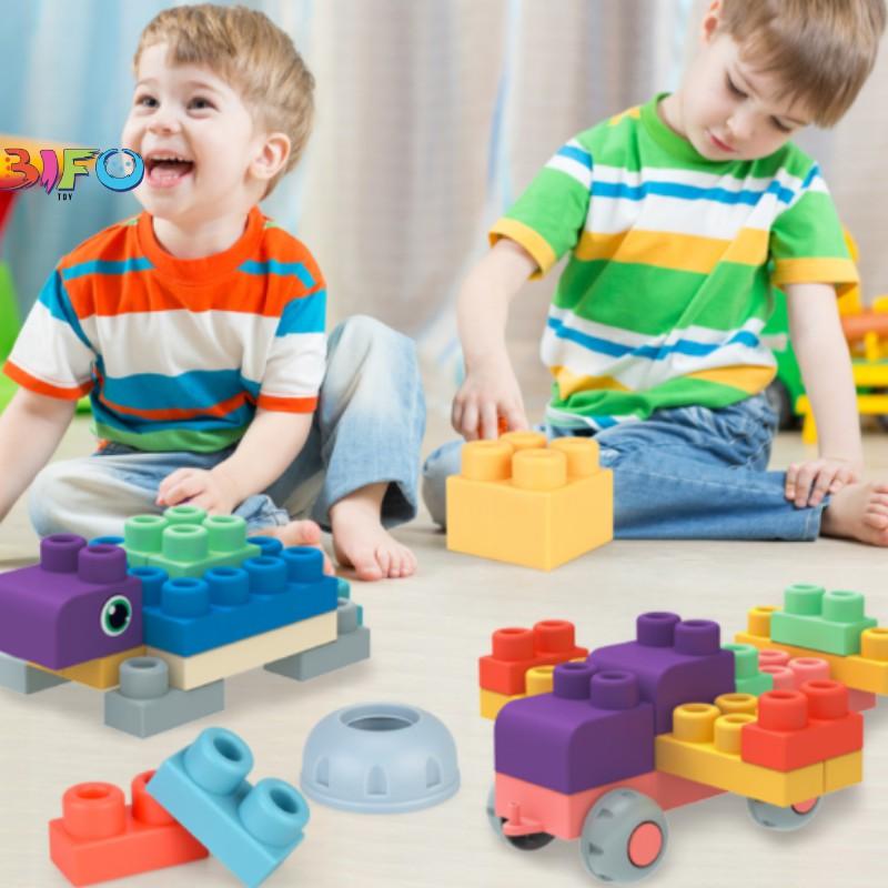 Bộ đồ chơi xếp hình bằng cao su mềm 20 miếng ghép lớn cho bé lắp ghép dễ dàng
