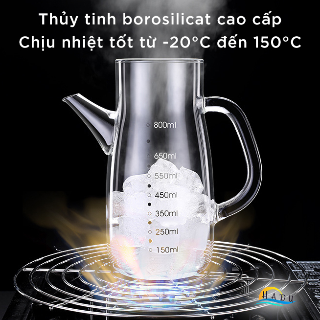 Chai Bình Lọ Đựng Dầu Ăn Nước Mắm Thủy Tinh Thông Minh Cao Cấp 800ml Nắp Inox 304 Đạt Chất Lượng Đức SSGP