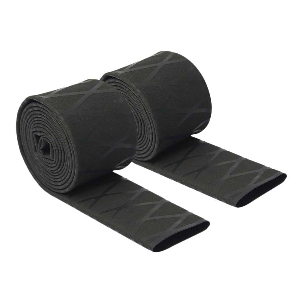 2Pcs Non Slip  Shrink Tubing Textured Grip Fishing Rod Black 1mx0.25cm