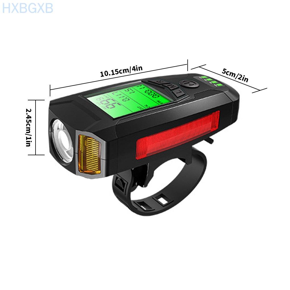 USB Front Light Horn Speed Meter Cycling Computer Waterproof Handlebar Odometer 5 Modes