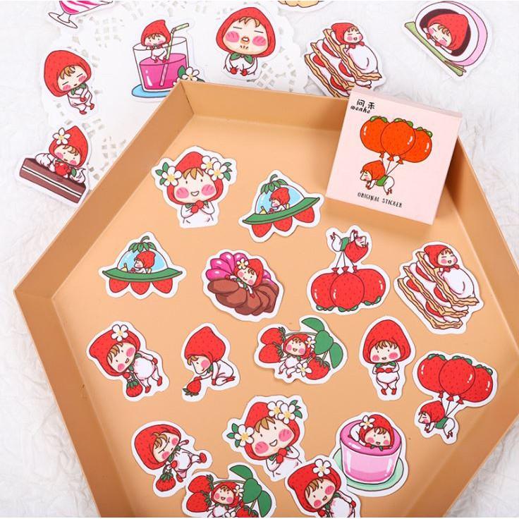 Bộ 45 Sticker Bé Dâu Tây Đáng Yêu E109