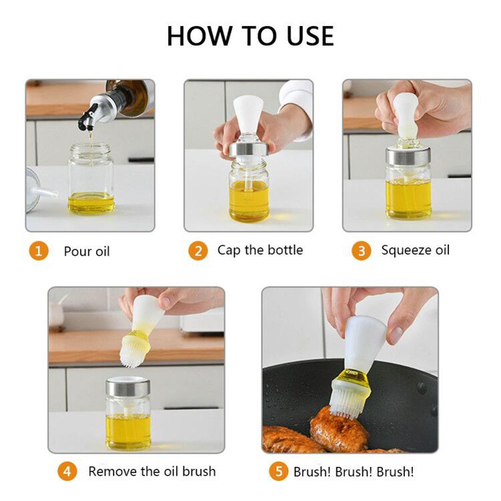 1 Chiếc Di Động Dầu Silicone Bình Với Bàn Chải Nướng Dầu Ngoài Trời Nấu Ăn Nhà Bếp Nướng Nướng Bàn Chải Với Chai Thủy Tinh Cung Cấp
