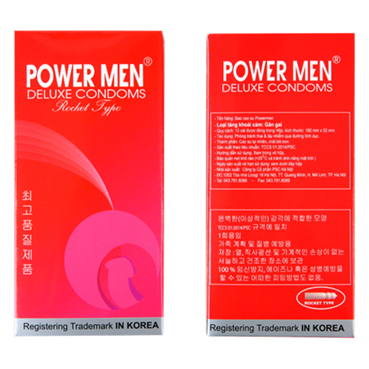 Bao cao su Powermen hộp 12 chiếc và Longshock hộp 3 chiếc