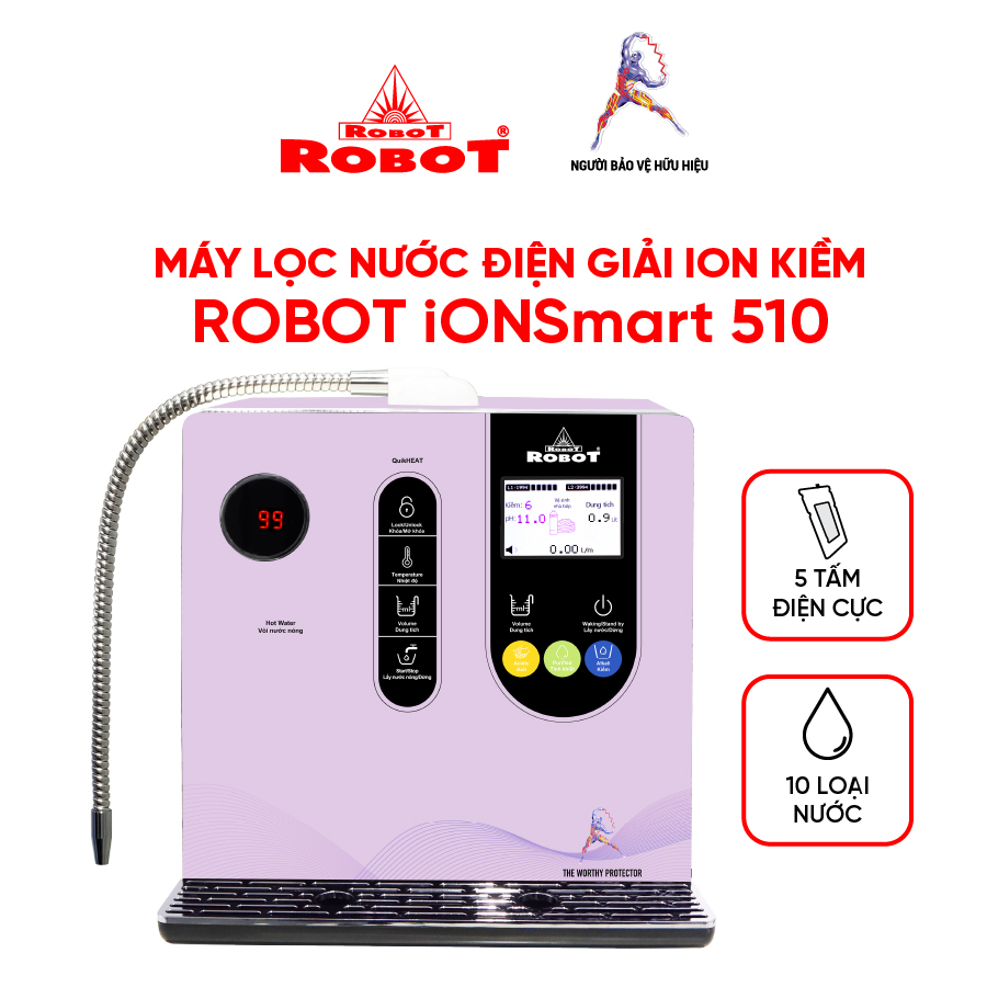 Máy Lọc Nước Điện Giải Nóng Thông Minh ROBOT IonSmart 510 Chức Năng Nóng Thông Minh- Tạo Ra 10 Loại Nước - Hàng Chính Hãng