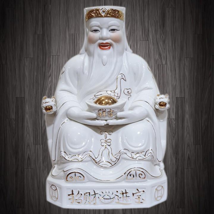 Cặp tượng thần tài ông địa sứ trắng 7 inch - M1.1