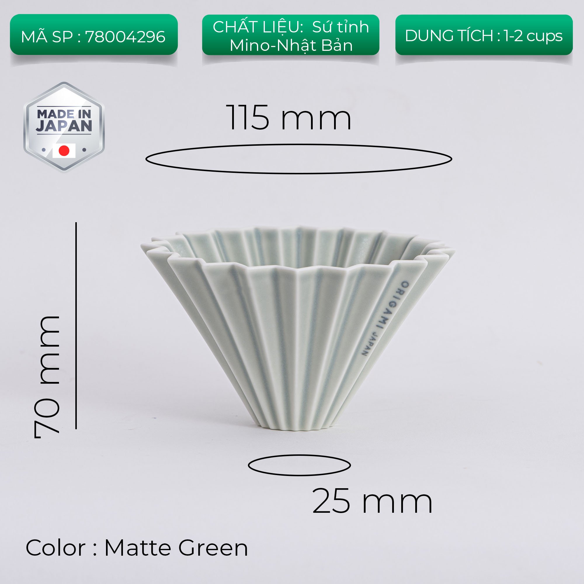 Phễu sứ V60 01 Origami Dripper S Pour over