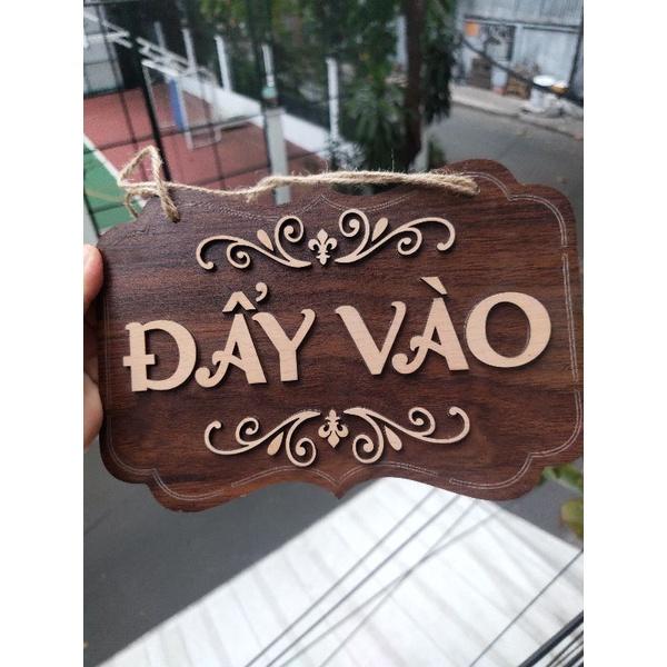 Bảng gỗ welcome 2 mặt treo cửa hàng trang trí shop