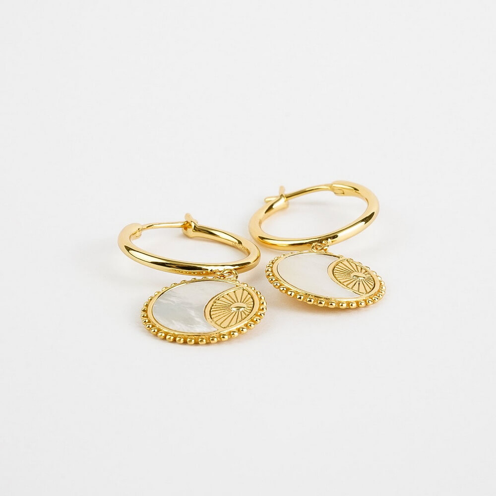 Bông Tai Ngọc Trai FW Thiết Kế UK Style (Ray of Sun Mother of Pearl) - MOON Jewelry
