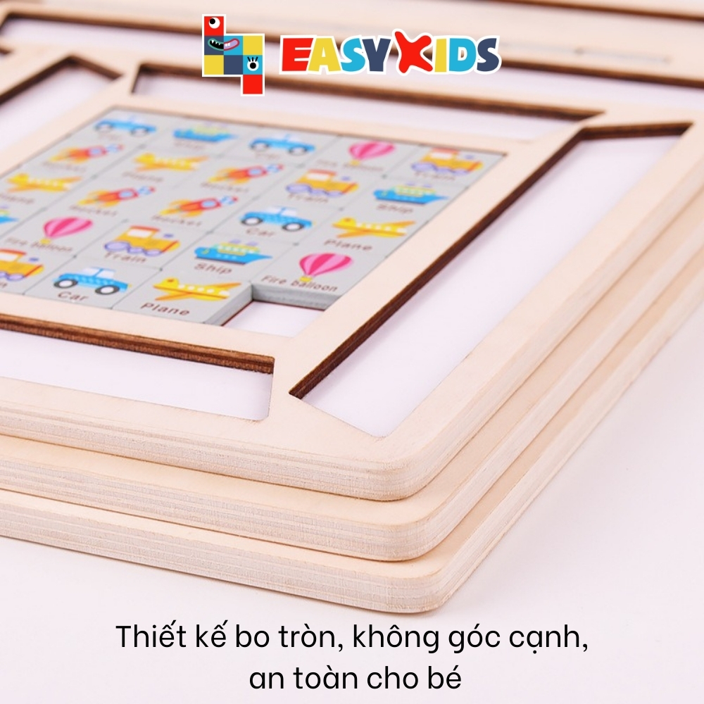 Đồ Chơi Giải Đố Puzzle Bằng Gỗ Xếp Hình Ghép Nối 80 Hình Tiếng Anh, Đồ Chơi Trí Tuệ Tăng IQ Cho Bé