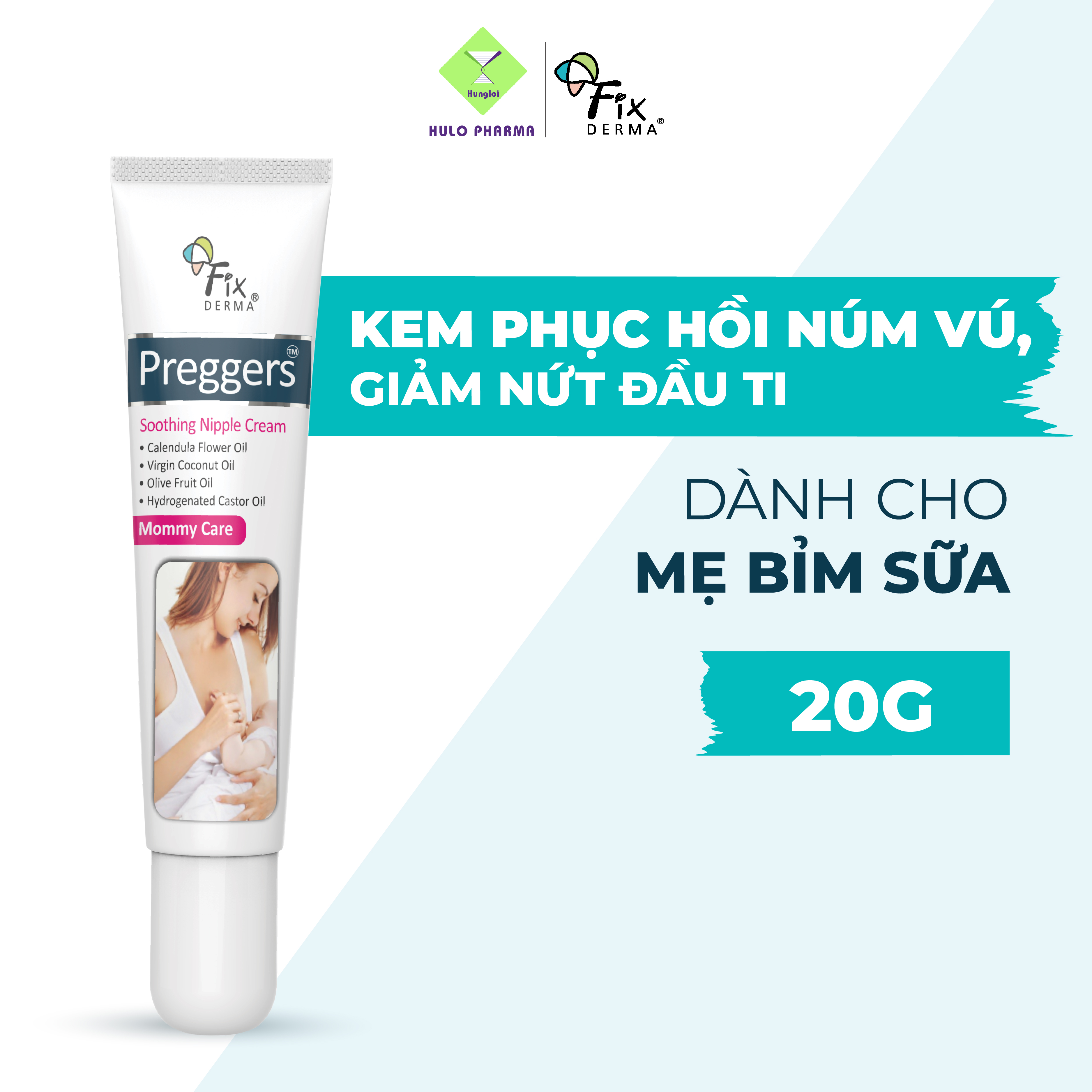 Kem dưỡng ẩm, làm dịu mềm da núm vú Fixderma Preggers Soothing Nipple Cream