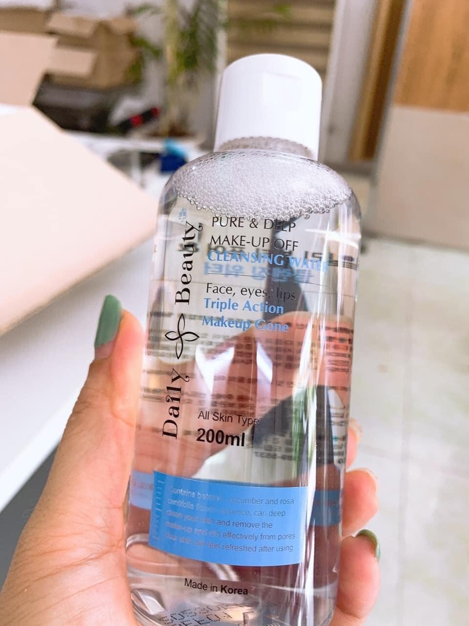 Combo 7 hộp Nước tẩy trang Daily Beauty Pure &amp; Deep Make-up Off Cleansing Water R&amp;B Việt Nam phân phối độc quyền sản phẩm nhập khẩu chính ngạch Hàn Quốc