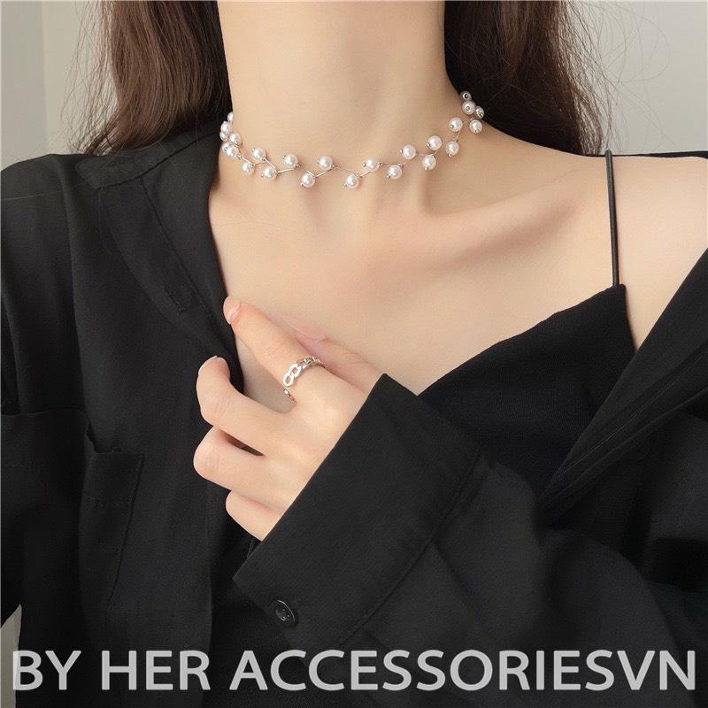 Chocker ngọc trai nhân tạo đi tiệc, Dây chuyền ngọc trai giả sang chảnh Her Accessories C30