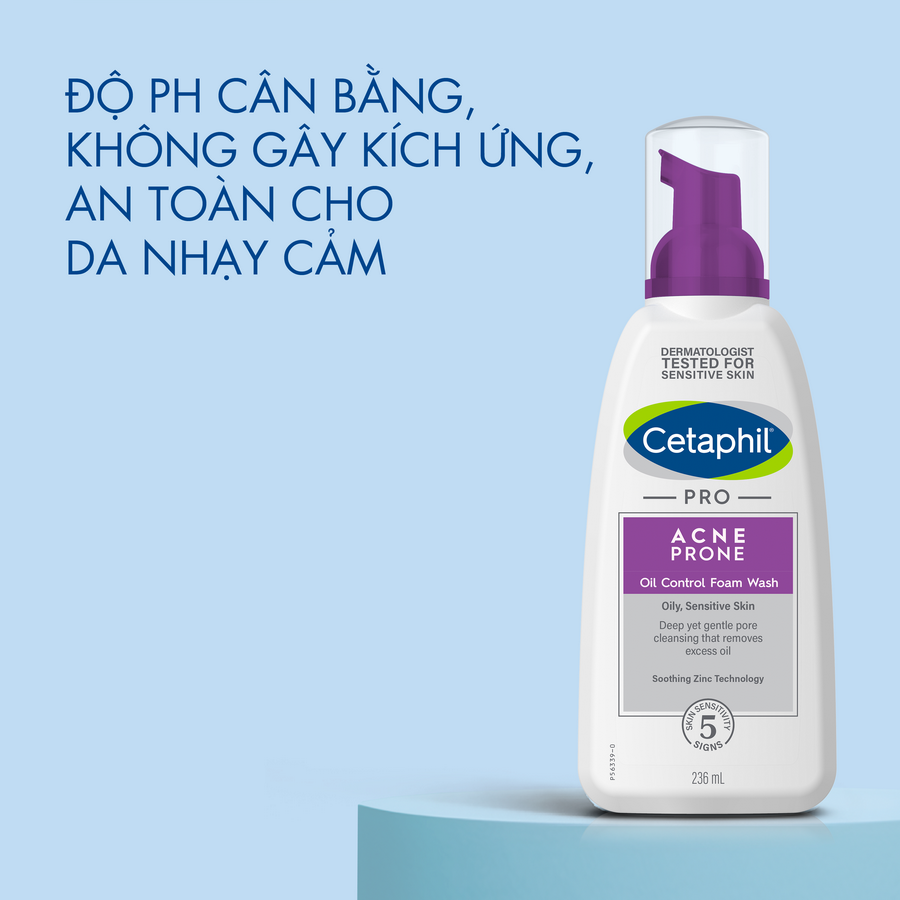 Sữa rửa mặt cho da dầu mụn, nhạy cảm Cetaphil Pro Acne Prone Oil Control Foam Wash 236ml