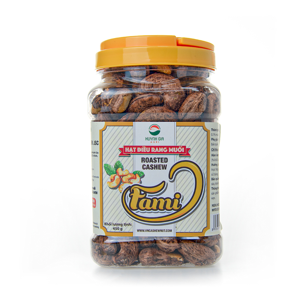 Hạt Điều Rang Muối Vỏ Lụa, Hạt Điều Rang Muối A Cồ, Hạt Điều Rang Muối Size A+ 400 Hạt/ 1 Kg - Hộp Nắp Vặn 450g - Hạt Dinh Dưỡng Cao Cấp FAMINUTS