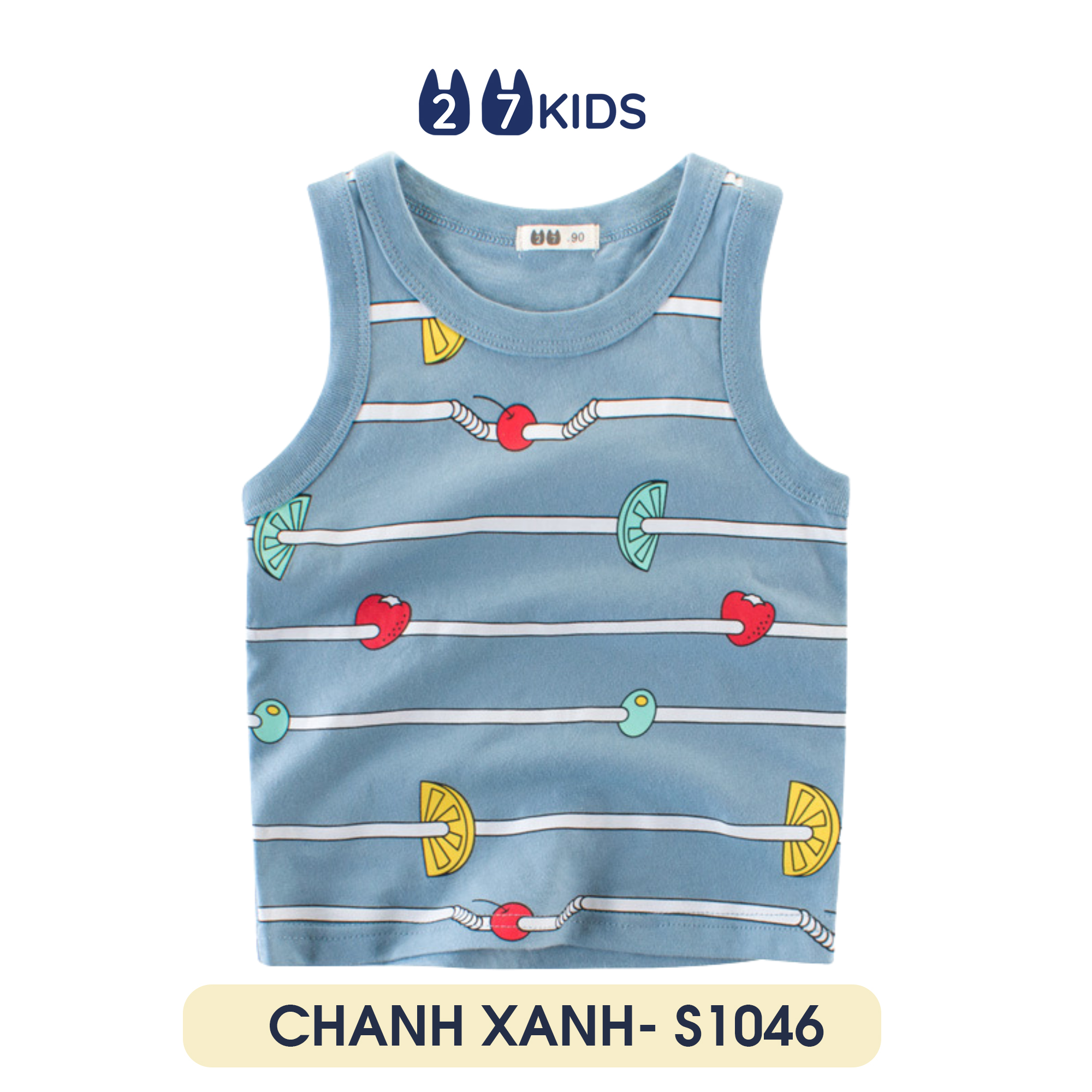 Áo ba lỗ bé trai 27Kids áo thun sát nách cho bé CHANH XANH S1064