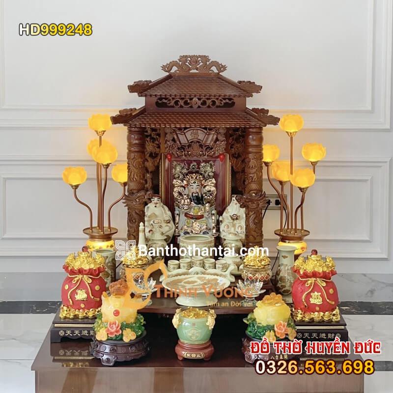 Bộ bàn thờ Thần Tài Mái chùa 2 mái Sứ vàng ngà HD999248