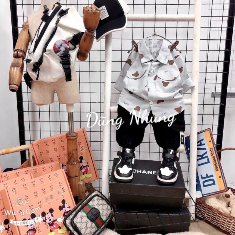 Set 2 chi tiết áo sơ mi + quần kaki túi hộp