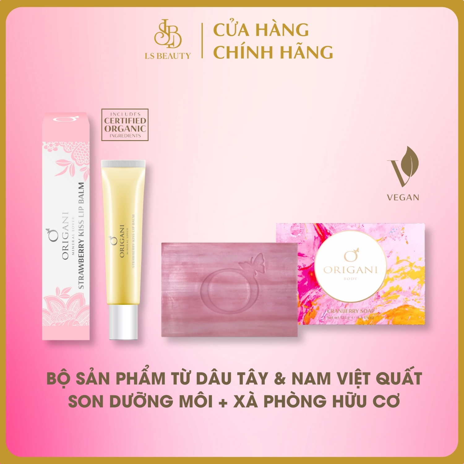 Combo Son Dưỡng Hương Dâu Và Xà Phòng Hương Nam Việt Quất