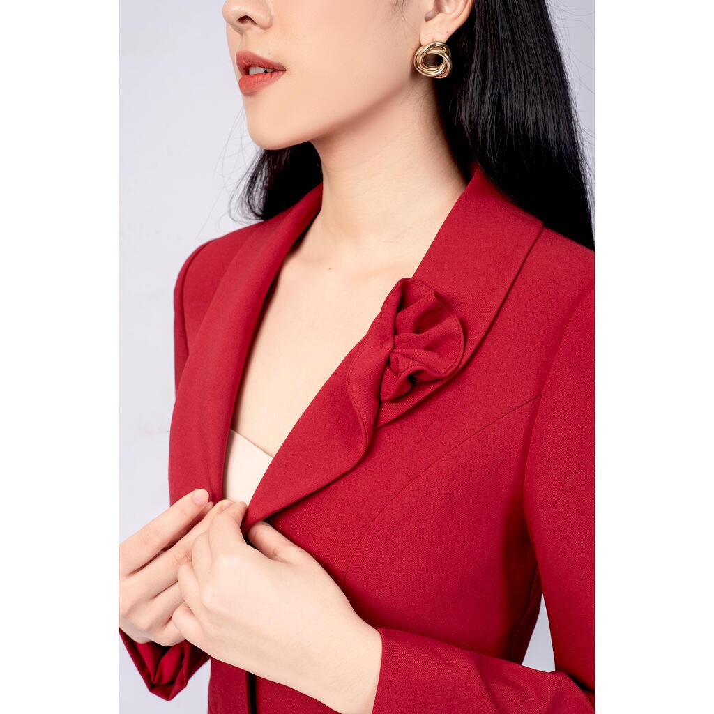 Áo vest tay dài, cổ V đính nơ MMOutfit M-AV000521005