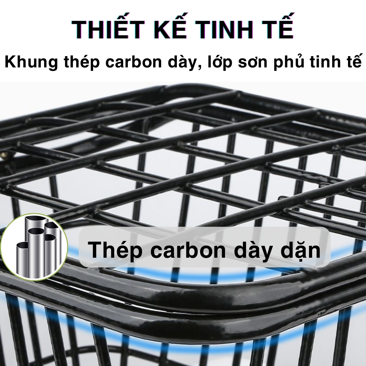 Giỏ Sau Đựng Đồ Xe Đạp OFFICE CHILL Chất Liệu Kim Loại Dày Dặn Chắc Chắn Chịu Tải Lớn Dễ Dàng Lắp Đặt Có Nắp Đậy Bảo Hành 90 Ngày