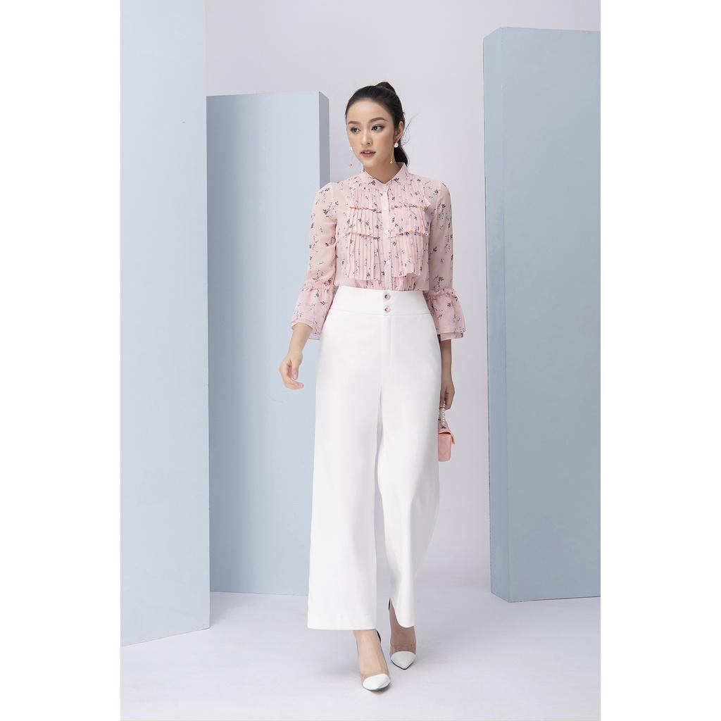 Áo Sơ Mi Voan LUPERI LFSM190 Thiết Kế Cách Điệu Phối Bèo Trẻ Trung