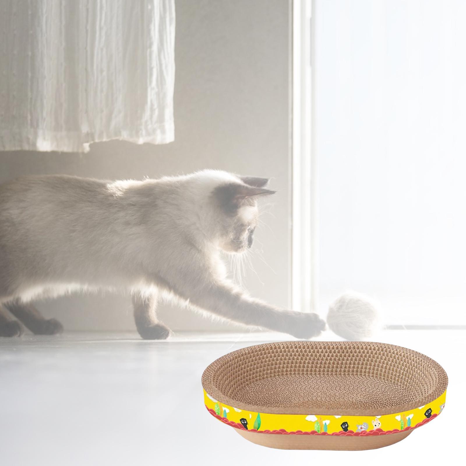 Cat Scratcher Cardboard Kitty Oval Corrugated Lounge Bed Scratching Board
