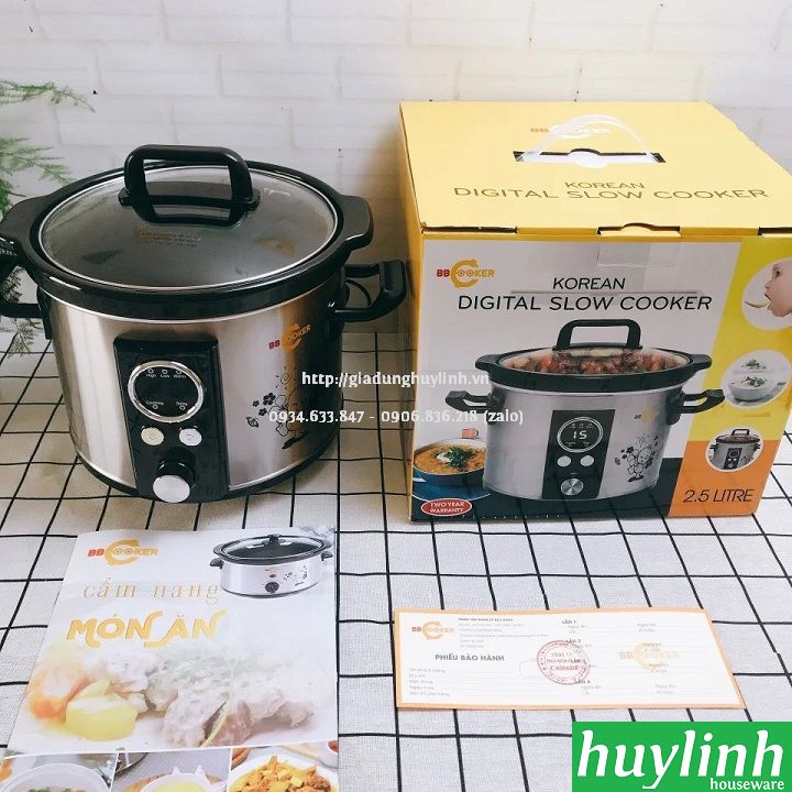 Nồi nấu cháo chậm điện tử BBcooker DS25 - Dung tích 2.5 lít - Thương hiệu Hàn Quốc - Hàng chính hãng