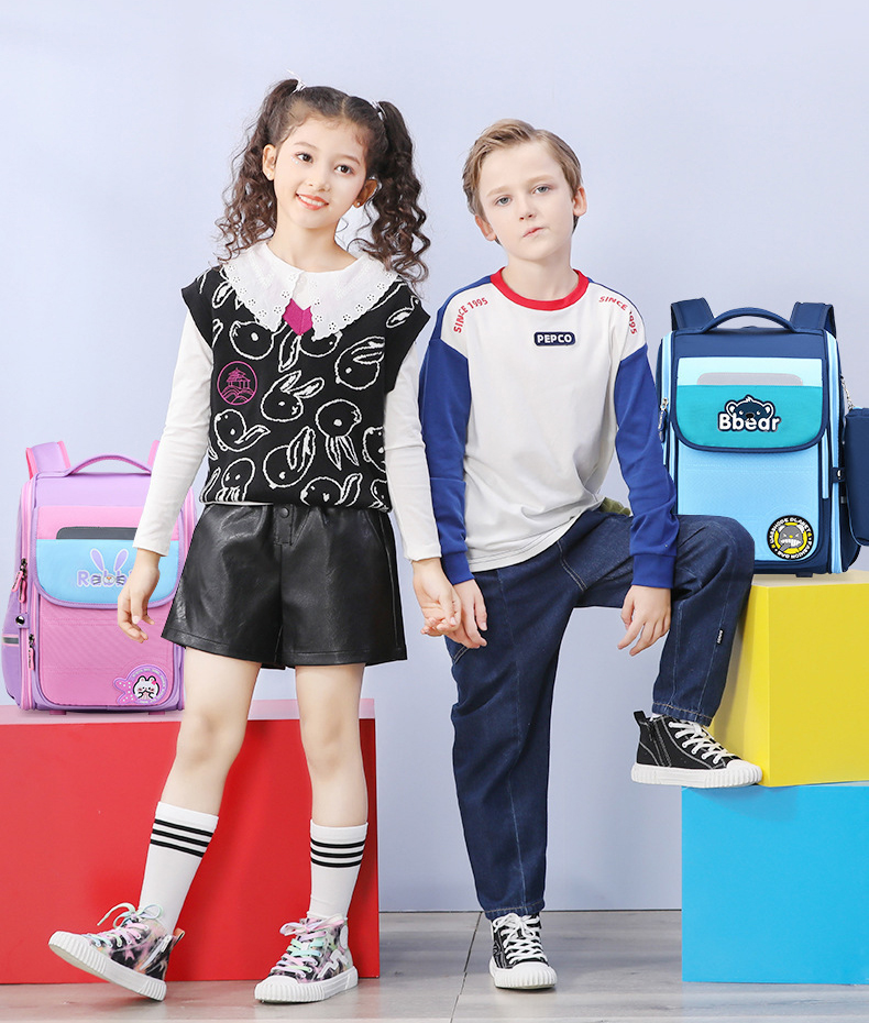 Balo chống gù cho bé Cặp sách trẻ em cao cấp thiết kế an toàn chống gù lưng cho bé trai và bé gái Bibobaby 9002