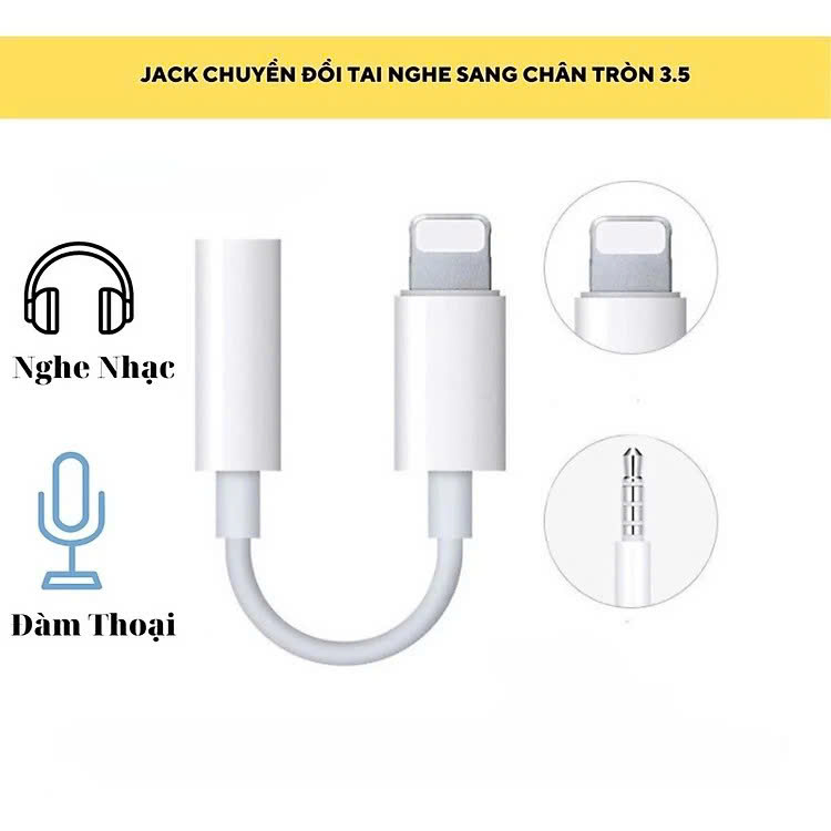 Cáp Chuyển Đổi cổng sạc của IP 13, 12, 11, Xs/max, X, 7 Plus Sang cổng loa jack 3.5mm - Hàng chính hãng