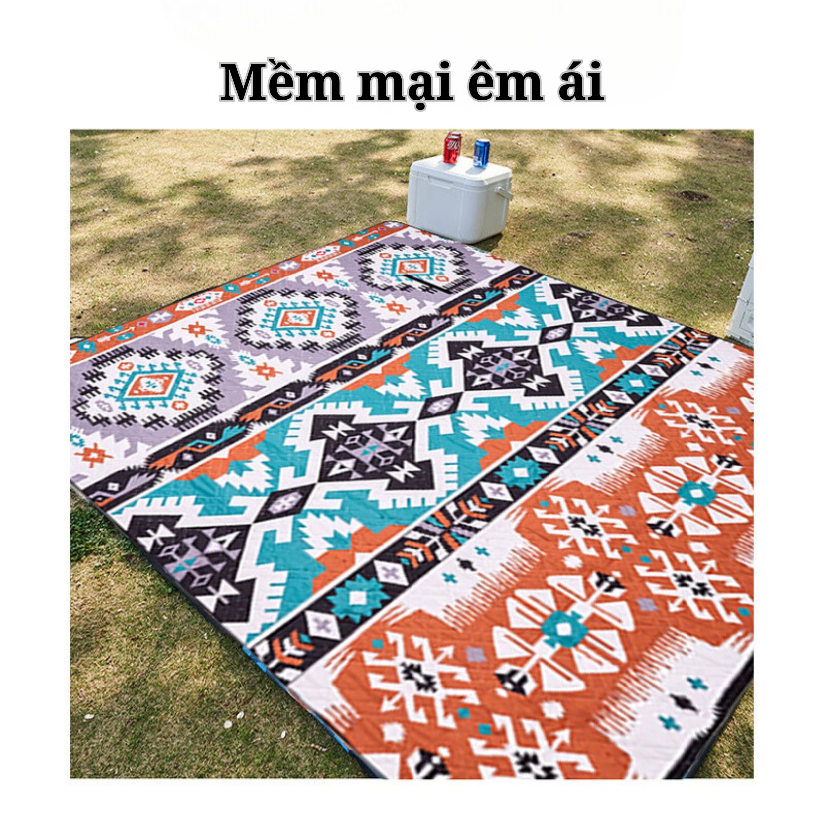 Thảm Picnic Dã Ngoại Suncojia, chống ẩm, họa tiết hoa văn thích hợp đi du lịch, phượt, 2×2m