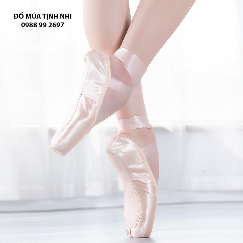 Giày múa ballet mũi cứng (tặng kèm lót silicon) GM02 - Đồ Múa Tịnh Nhi