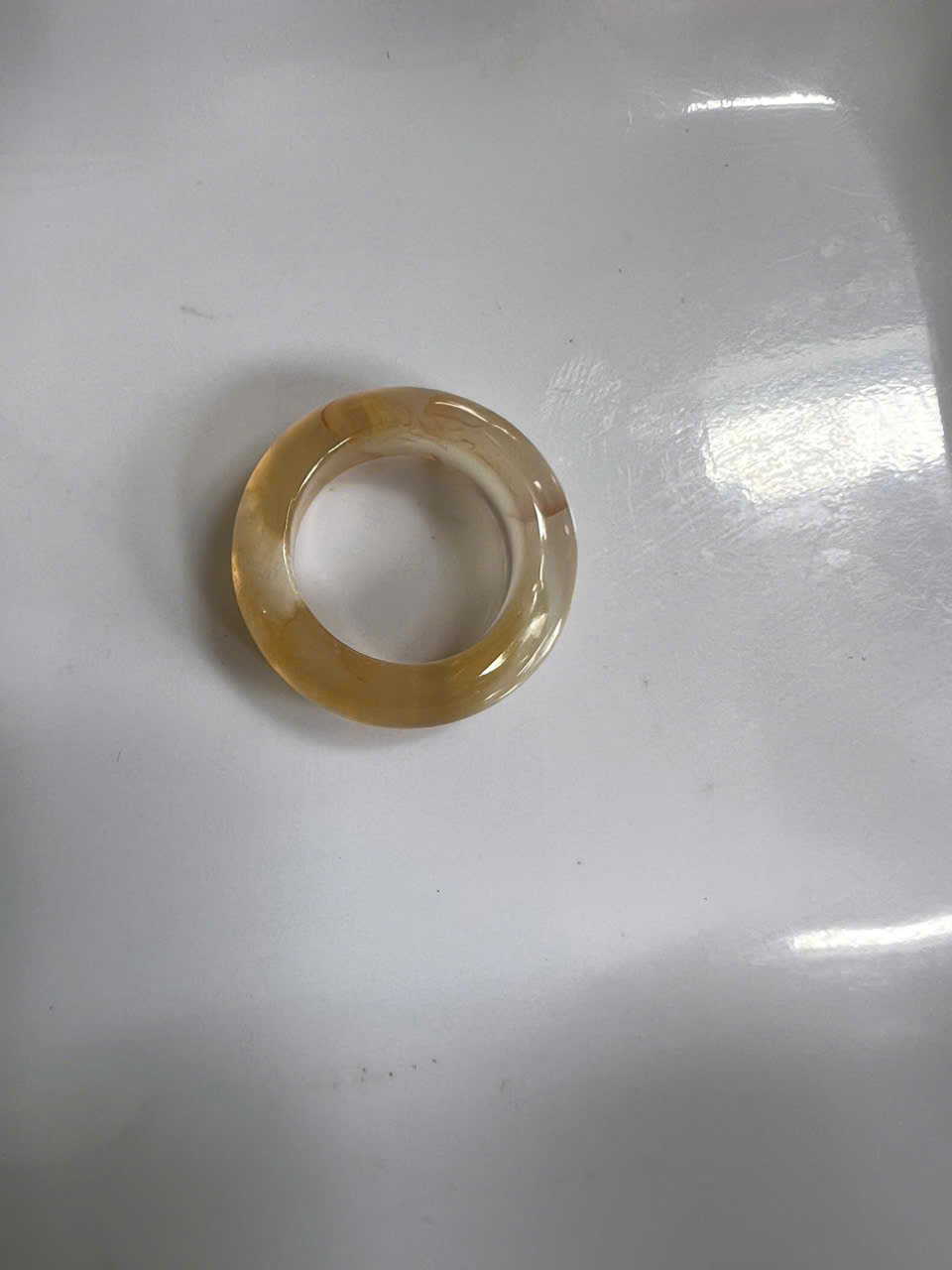 Nhẫn Nữ mới Đá Mã Não Bông Bông Vàng Tươi Trắng Bóng Đẹp Ni 16mm Cao 7mm Dầy 4mm Chị em Nữ mệnh Kim mệnh Thủy mệnh Thổ đeo lên tay xinh xắn may mắn ạ