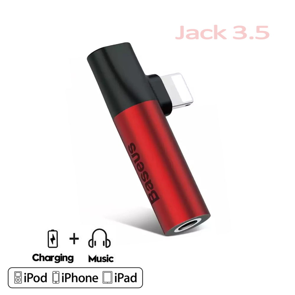 Jack chuyển cổng cho iPhone/ iPad - Baseus Lightning L43 đổi cổng  Lightning sang Audio 3.5mm-Hàng chính hãng