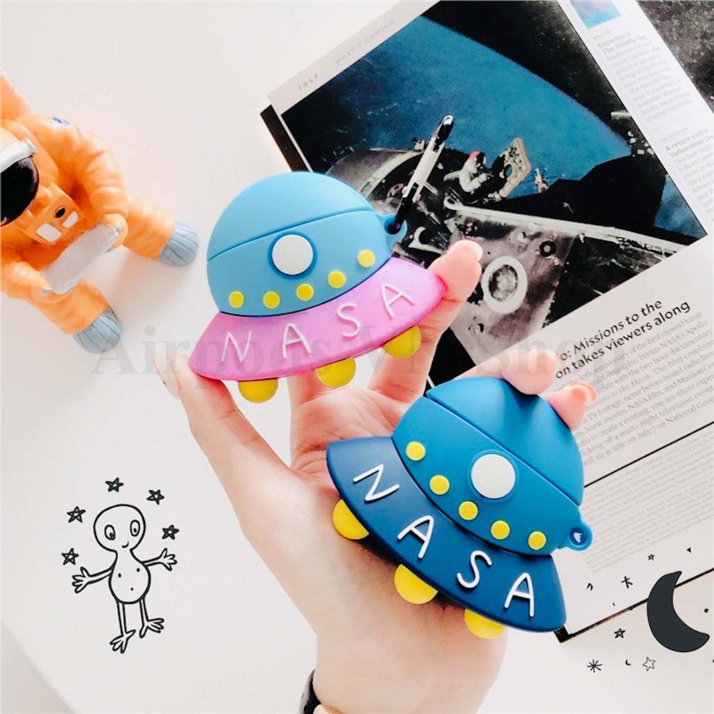 Bao Case Ốp dành cho Airpods 1 và 2 đĩa bay Nasa kute silicon 3D cao cấp