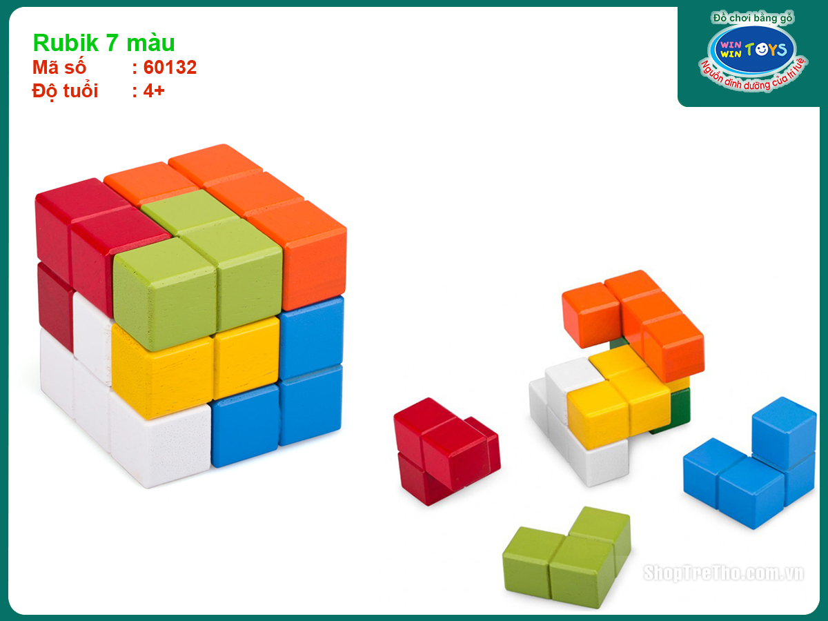 Rubik 7 màu bằng gỗ - Đồ chơi gỗ Winwintoys