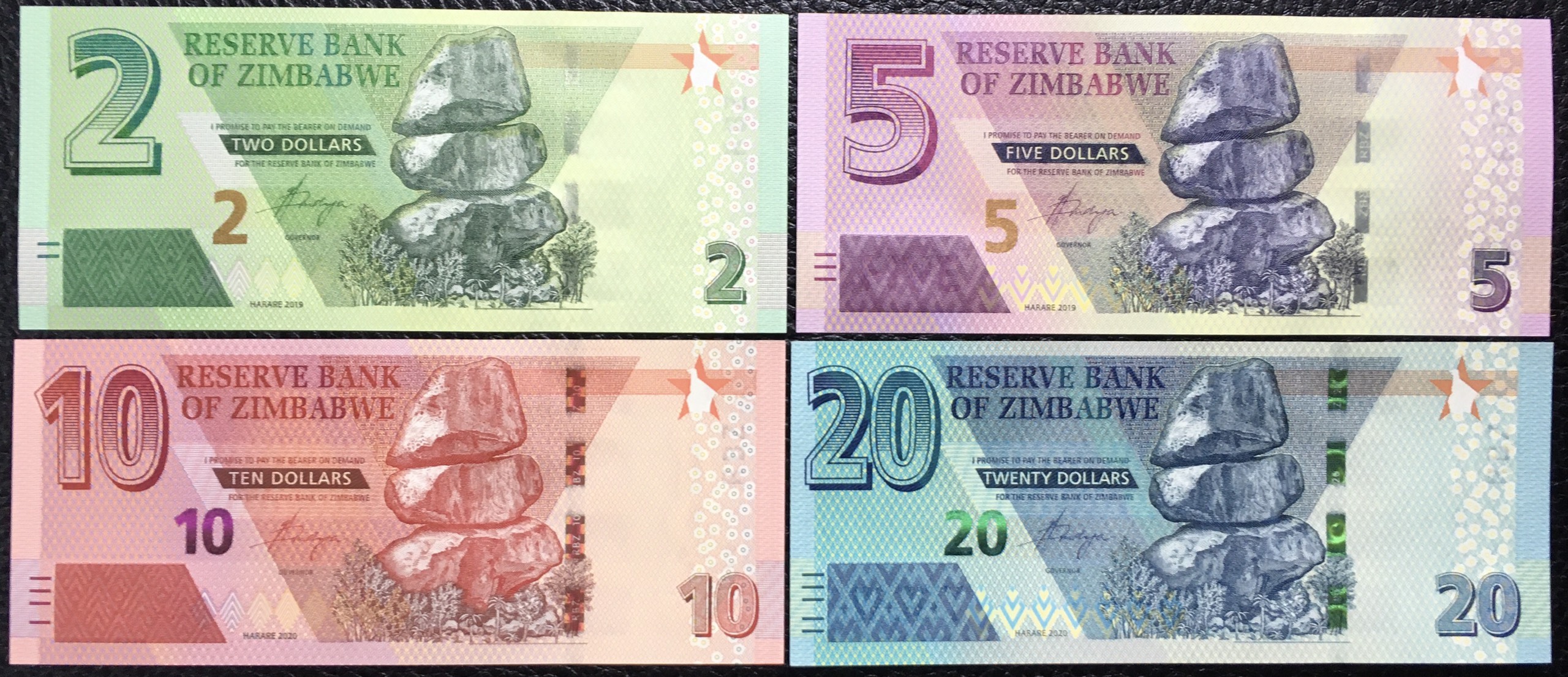 Bộ 4 Tờ Tiền Sưu Tầm Zimbabwe
