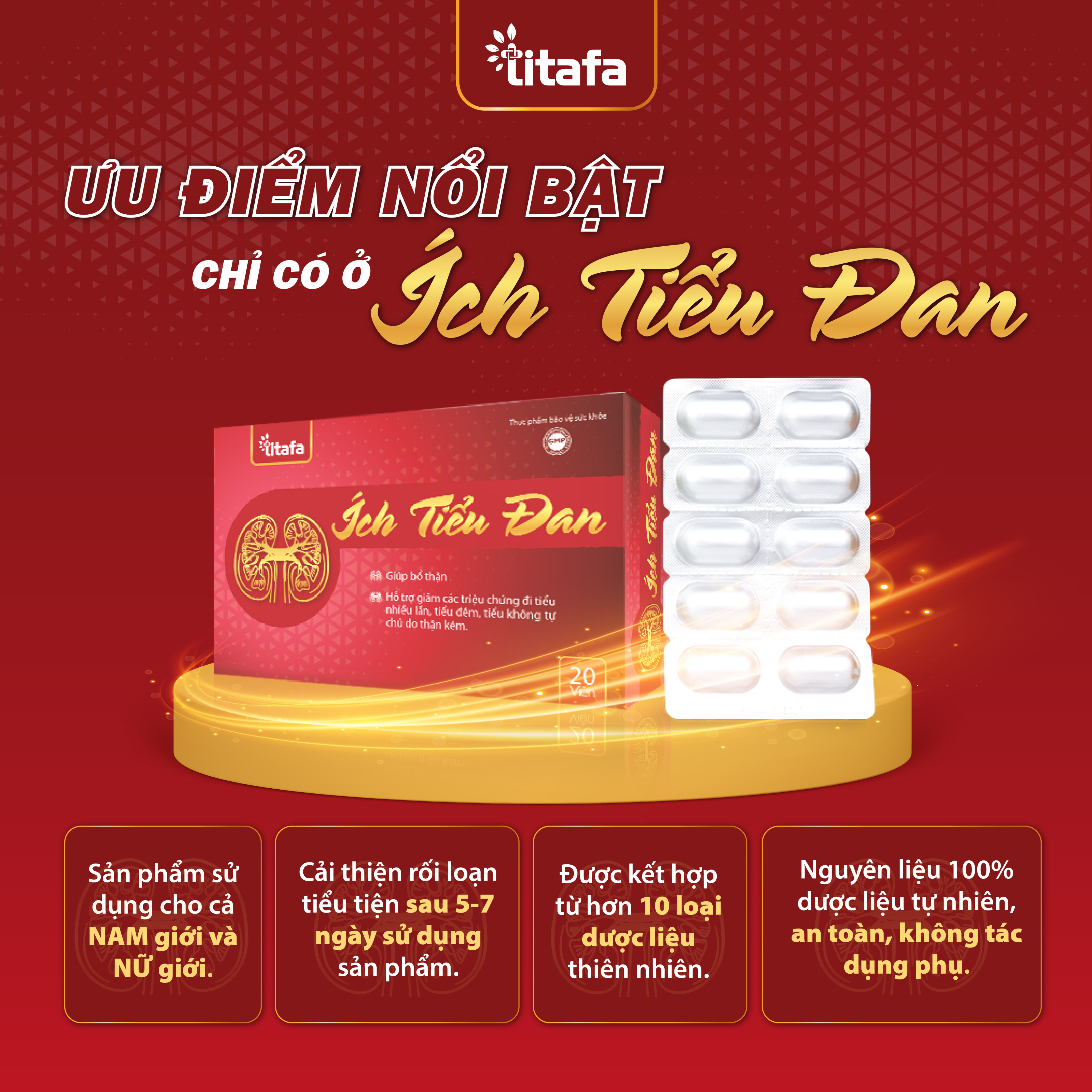 Viên Uống Ích Tiểu Đan - Giảm tình trạng tiểu đêm, tiểu nhiều lần, tiểu không tự chủ.