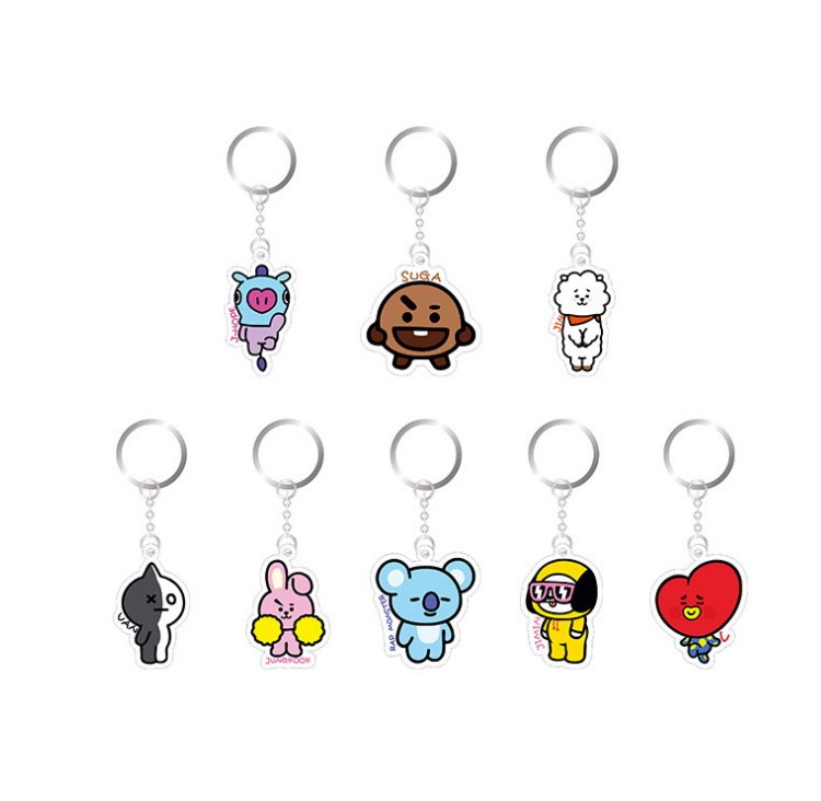 Móc khóa BTS TATA BT21 nhựa mica