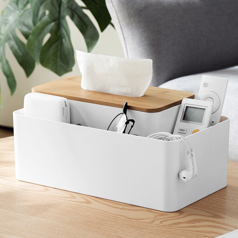 Hộp khăn giấy để bàn nhiều ngăn living room multifunctional tissue box